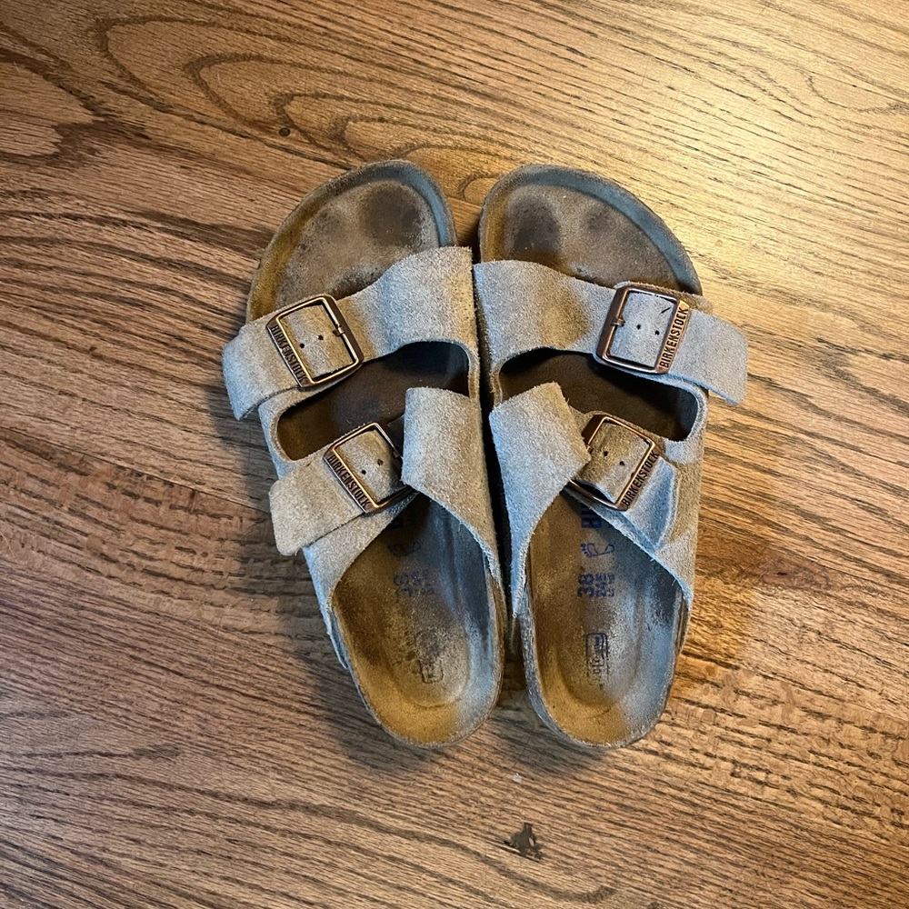 Birkenstock Arizona Suede leather sandals in taupe